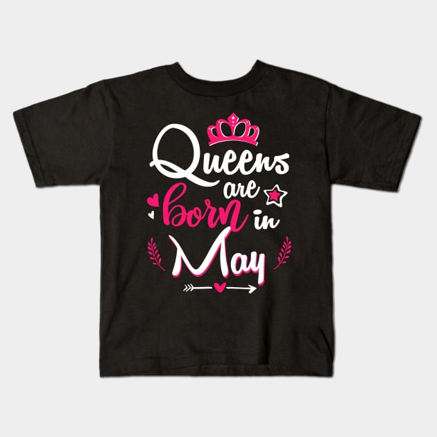 Women Queens Are Born In May Kids T-Shirt by Manonee